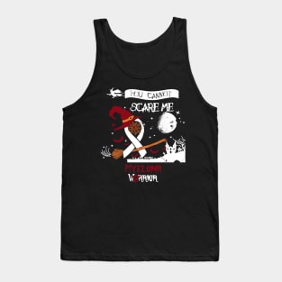 Myeloma Awareness Witches Halloween Burgundy Ribbon In This Family No One Fights Alone Tank Top